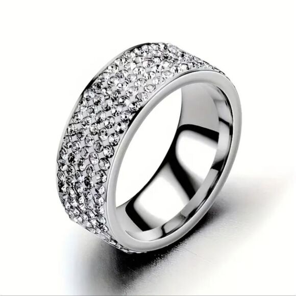 Diamond unisex wedding band ring - Picture 5 of 10